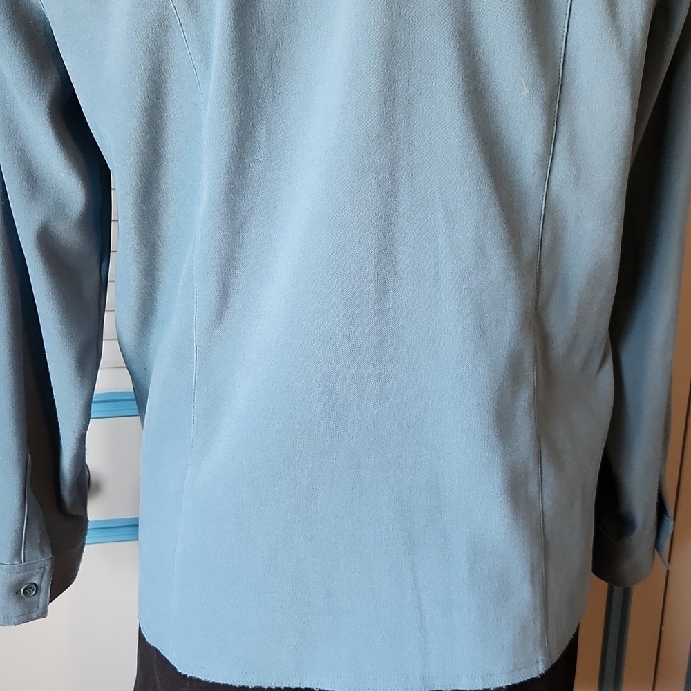 Petite Sophisticate Teal Button-Down Blouse - Picture 11 of 13